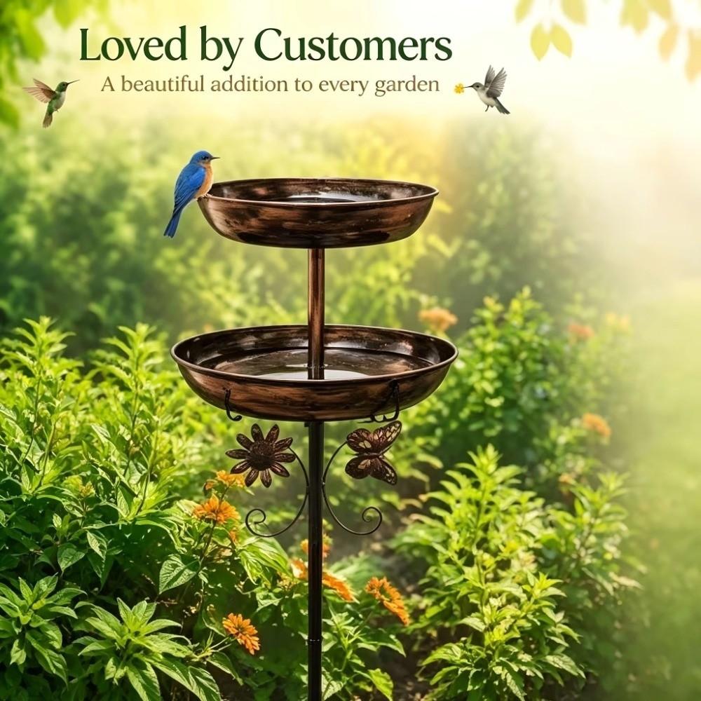 Dual-Layer Design Bird Bath Feeder Set Metal Outdoor Bird Bath New Metal Bird Bath For Garden