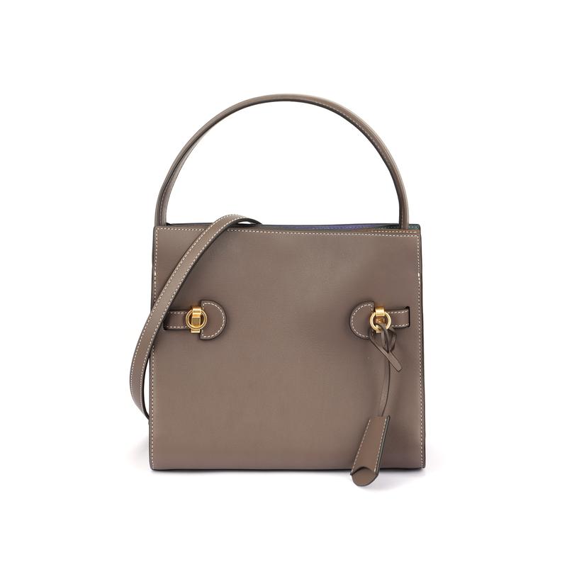 Tory Burch Lee Radziwill Snap Fastening Leather Shoulder Crossbody Tote Small Women's Shell 80735-093