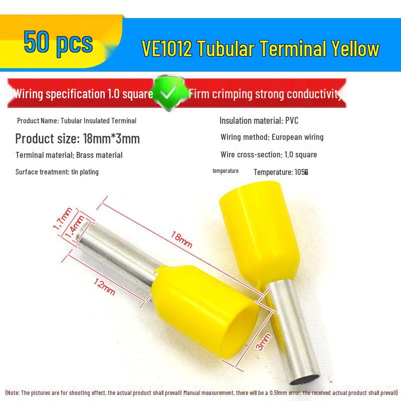 European Tubular Wire Connectors: VE0508, 7508, 1008, 1508, 2508 Pin Terminals