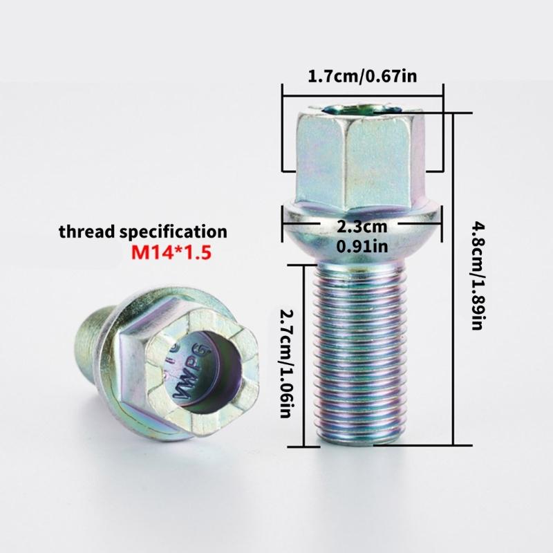 4pcs Automotive Wheel Bolts Corrosion Resistant Steel Construction Secure Fastening Replaces WHT001812 for Multiple Vehicle