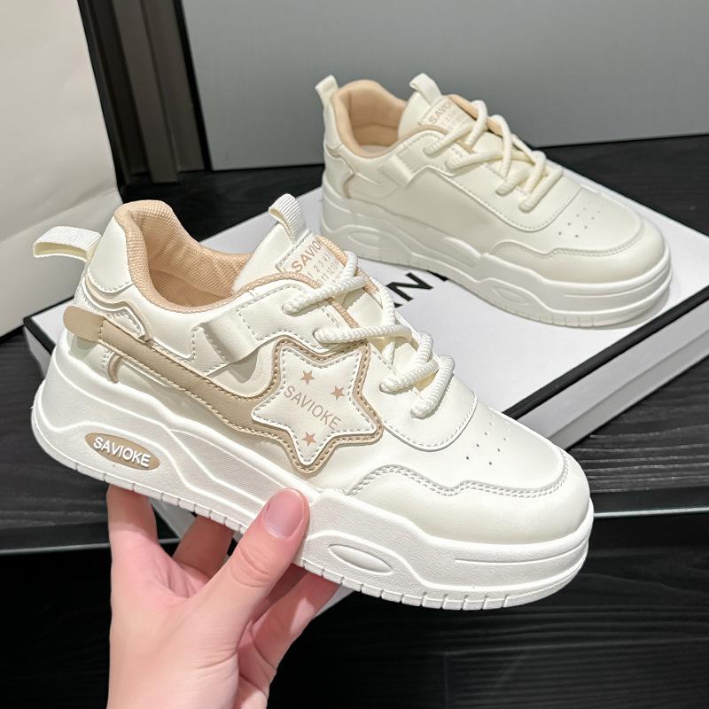 Frühling und Herbst neue Sport- und Freizeit-Ins-Plattform-Ledereinzel schuhe Board schuhe