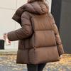 Winter Down Jacket Women Fashion Thick Warm Fluffy Parkas Loose Oversized Puffer Coat Outwear