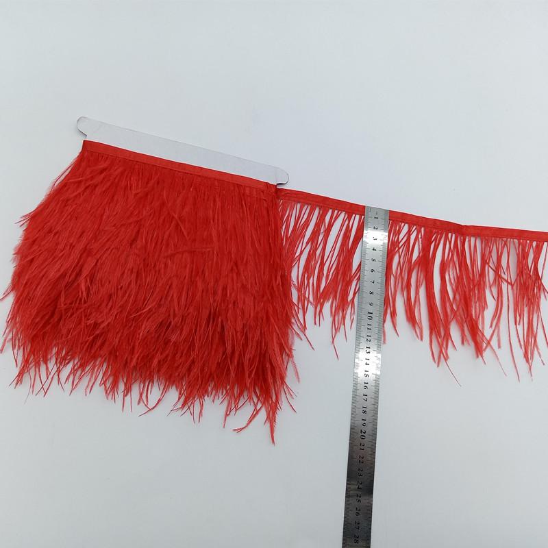 Feather1meter Dyed Colorful Ostrich Feathers Trim Ribbon for Dress Clothing Decoration Sewing Needlework Handicraft Accessories10-15cm