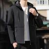 Men's Hooded Windbreaker Jacket Lightweight  Zipper Pockets Casual Outdoor Coat