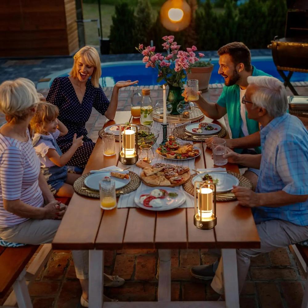 Rechargeable Crystal Table Lamp,  LED Retro Table Light, Outdoor Camping Atmosphere Night Light With Touch Control for Party