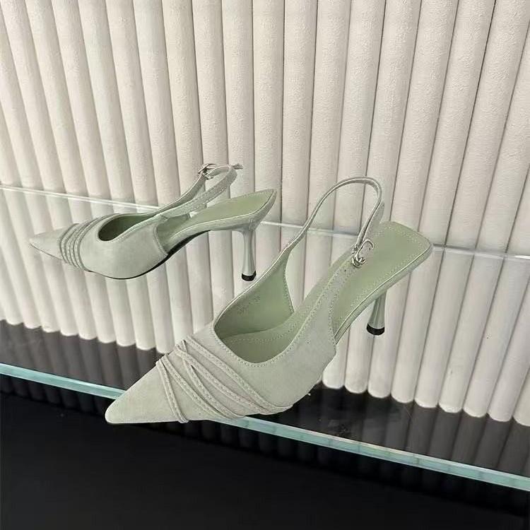 

Зеленые босоножки на высоком каблуке-шпильке с заостренным носком, туфли-мешки, новинка 2025 года, весна-лето с юбкой, одинарные туфли с острым носком 40 зелёный