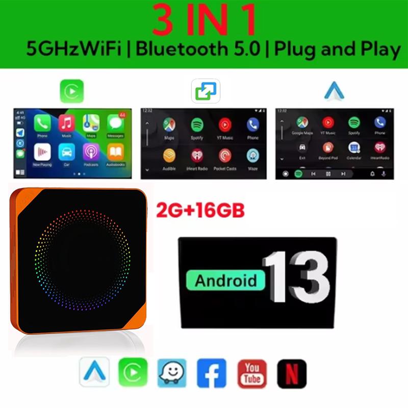 

Android 13 CarPlay Умная Ai Box Беспроводной CarPlay Android Auto Адаптер с RGB-подсветкой Для Netflix YouTube Автомобильные Интеллектуальные Системы