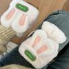 New warm and cold-proof cute rabbit flip open finger gloves female cartoon cute plush sleeves
