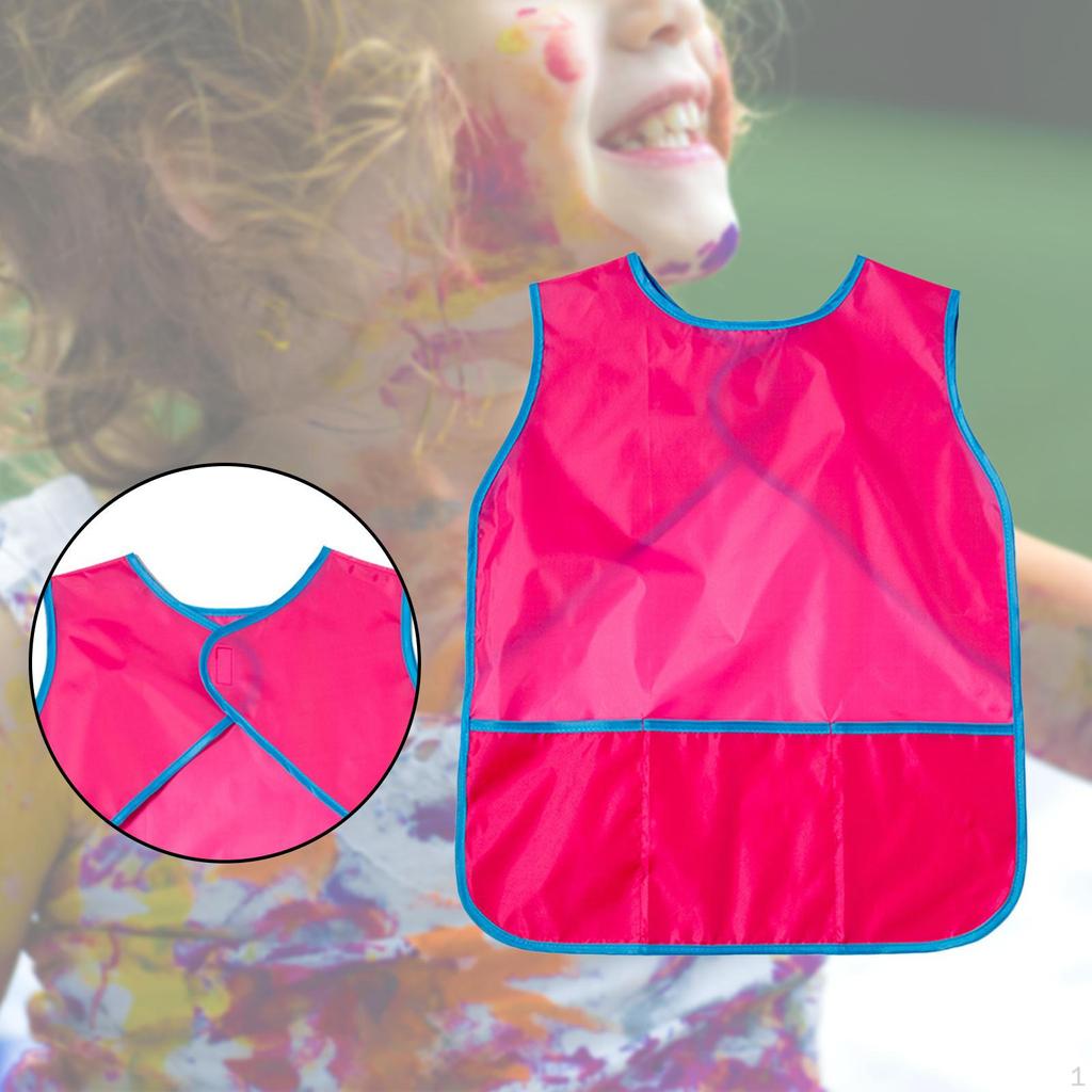 Smocks Painting Aprons Sleeveless Art Supplies Waterproof with Pocket Bib for Cooking Baking