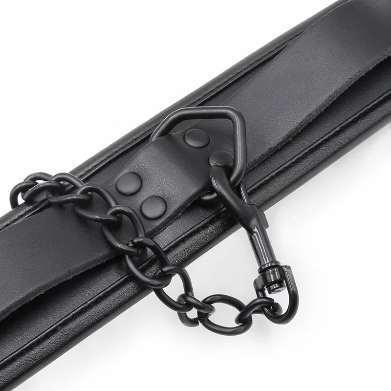 Black Genuine Leather  Bondage Set 3pcs Restraints Collars Ankle Cuff Handcuffs For Sex Bondage Set Sex Toys For Adults