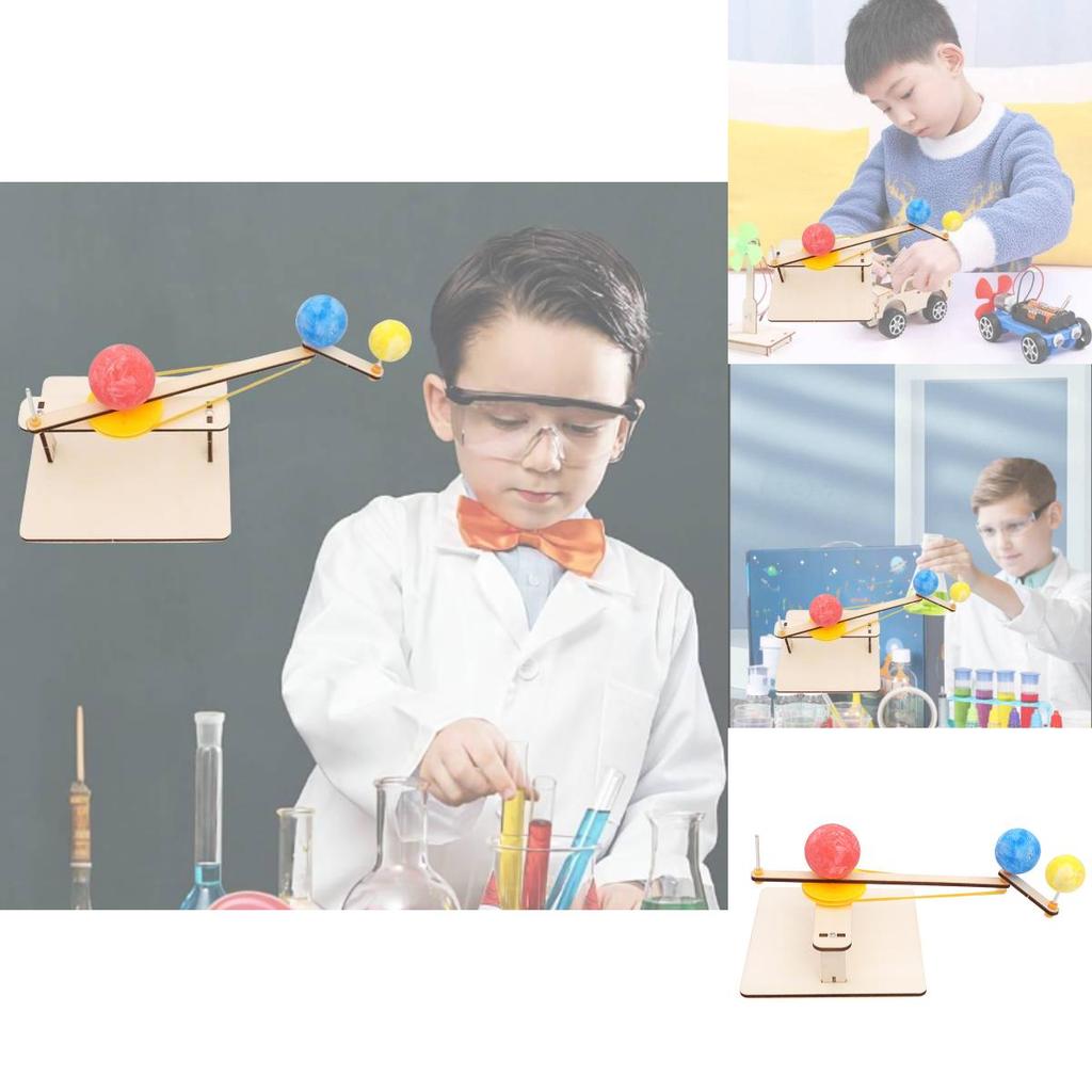 Science Experiment Diy Wooden Earth Moon Sun Solar System Model Kit Educational Toy For Kids