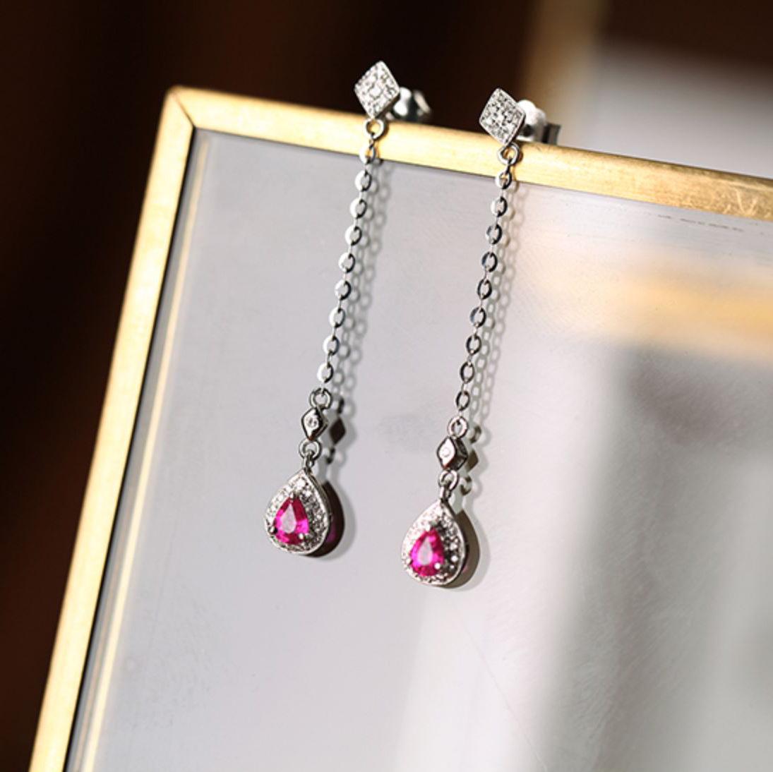 

Trendy Chic Teardrop Tassel Stud Earrings, s925 Sterling Silver, Medium-Length Design 925 Sterling Silver