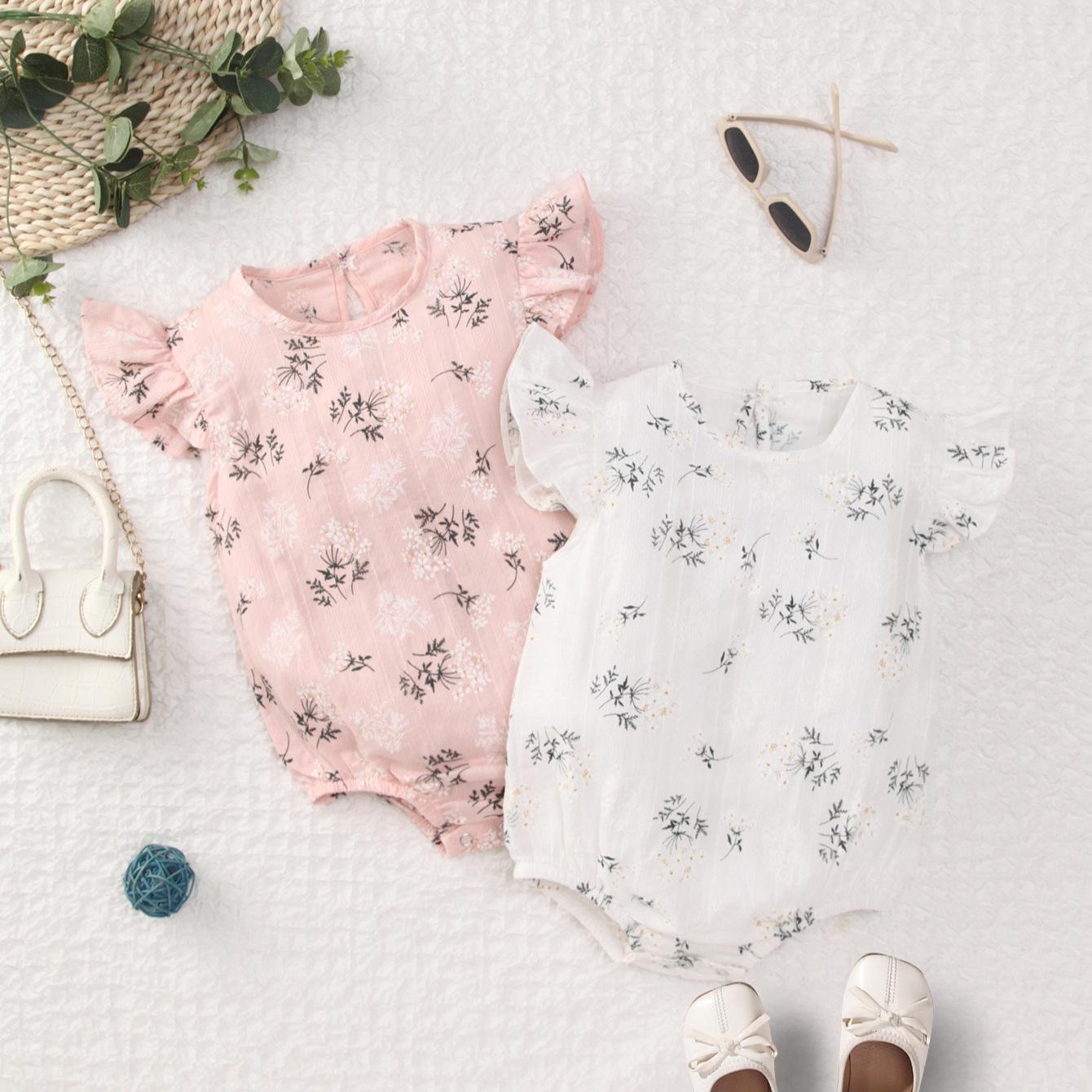 

Breathable Summer Baby Flutter Sleeve Romper - Class A Cotton One-Piece 73 cm синий