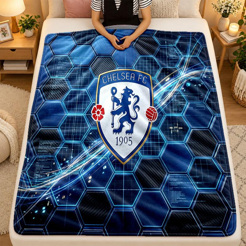 Flannel BlanketChelsea FC Warm Soft Throw Blanket for Indoor Sofa Bed Living Room Use