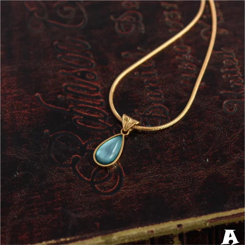 Collares Para Mujer  Classic Tears Of The Blue Ocean Pendant Necklace Women's Choker  Titanium Steel Luxury Gifts