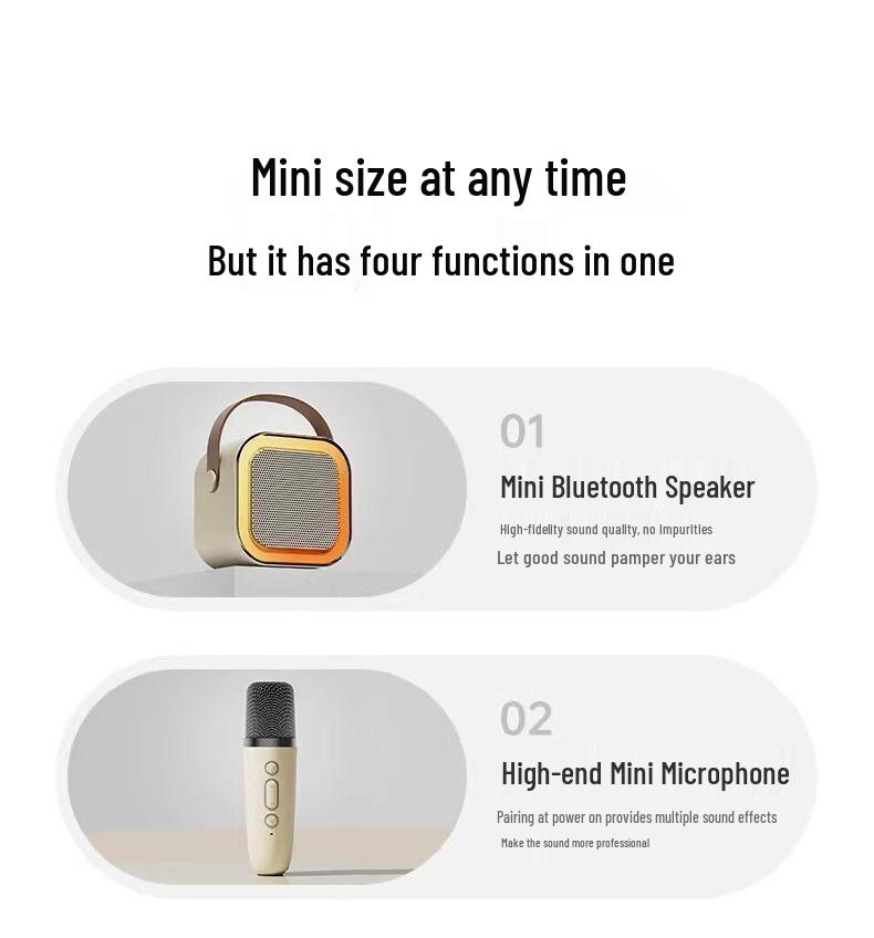 K12 Portable Wireless Bluetooth Speaker with USB & Integrated Singing Sound