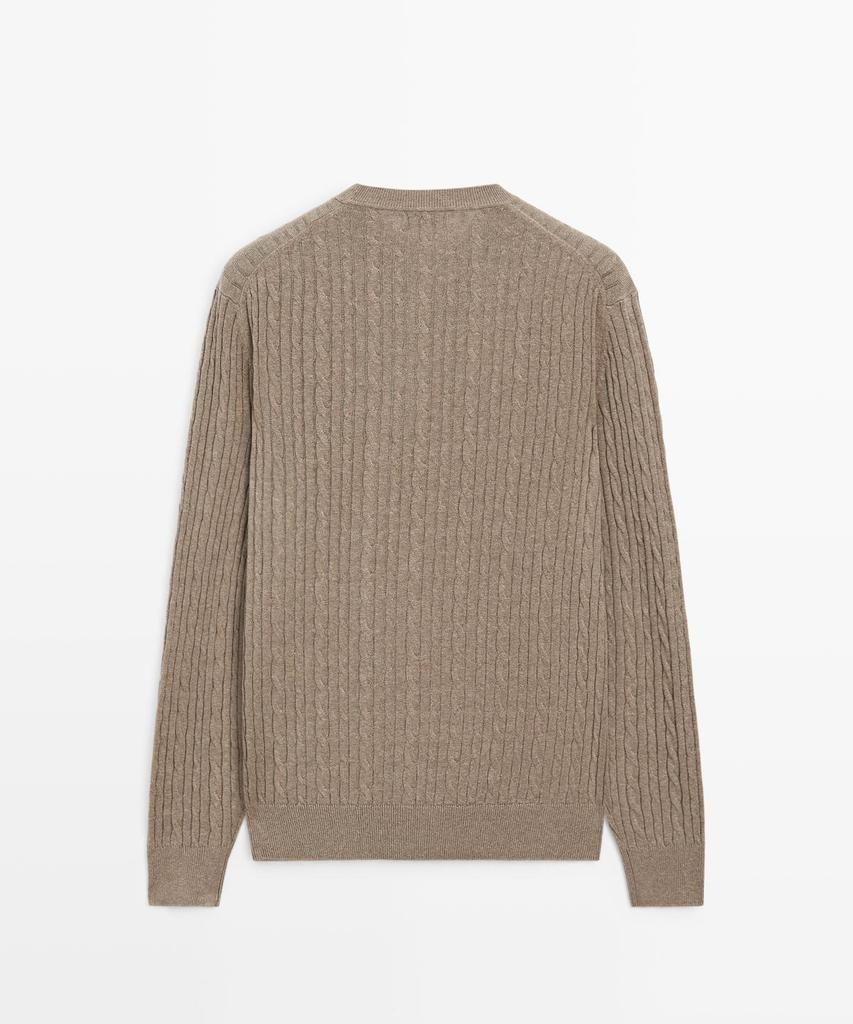 Masimodutti Cotton Blend Cable Knit Sweater