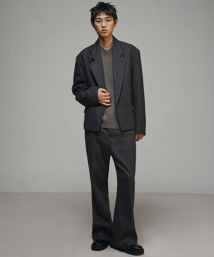 SIGNATURE Brushed Wide Flare Bootcut Slacks [Gray]