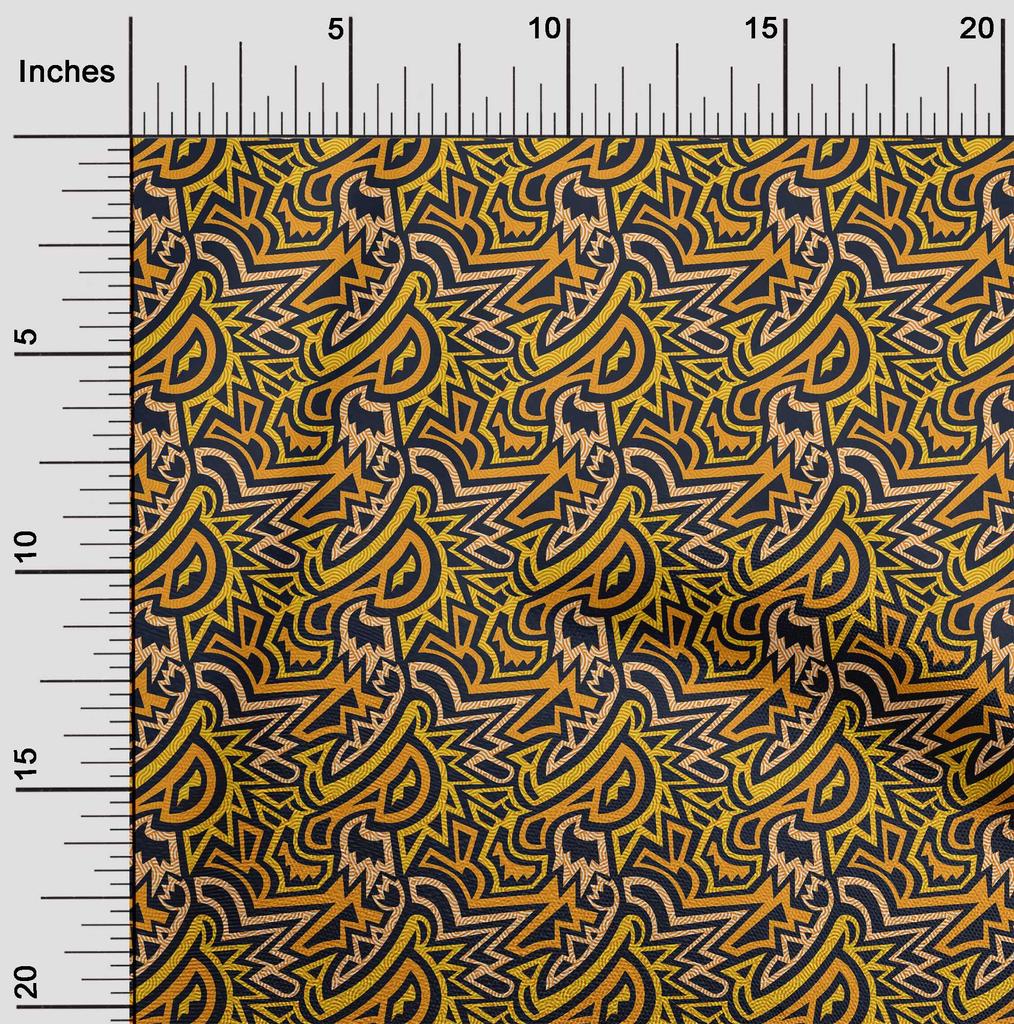oneOone Cotton Flex Mustard Yellow Fabric Abstract Craft Projects Decor Fabric Printed By The Yard 40 Inch