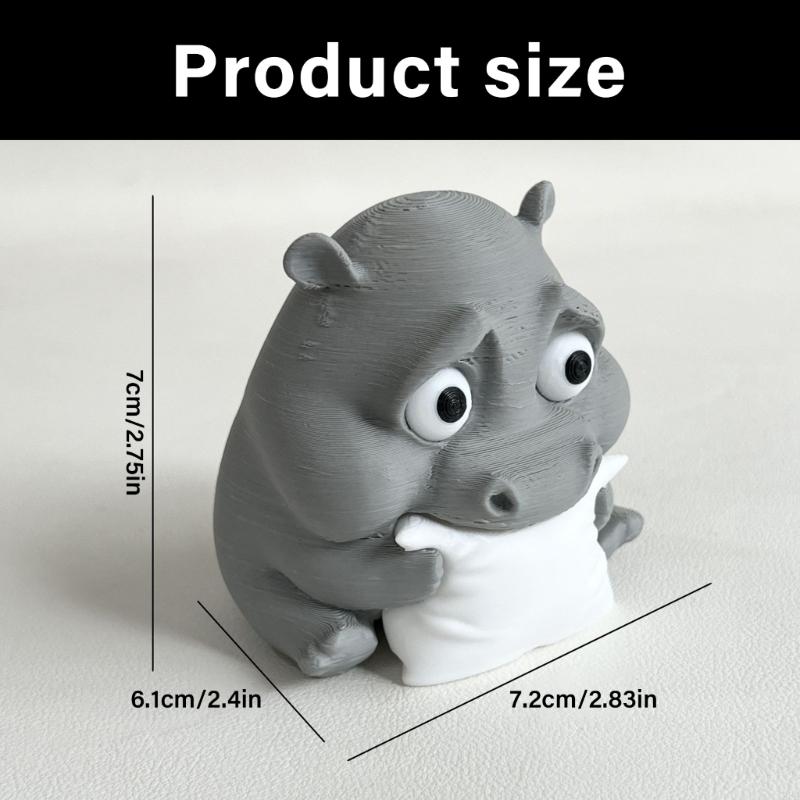 Endearing Hippo Figurine With Emotional Expression Study Desk Decorative