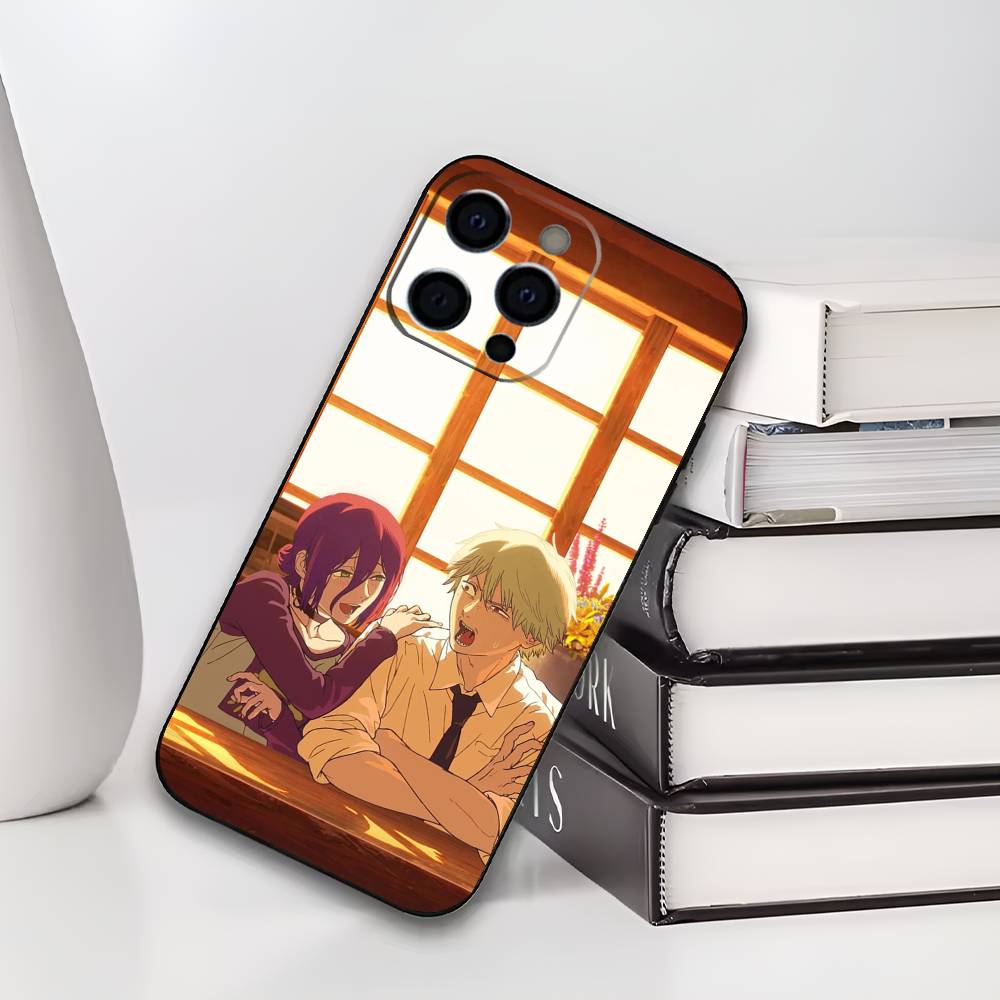 R-Reze C-Chainsaw Man Phone Case For IPhone 17,16,15,14,13,12,11,Plus,Pro,Max,Plus,XS,soft case Black silicone iPhone12