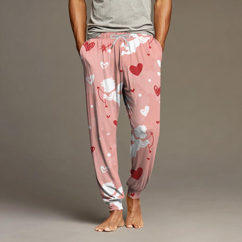 Herren Kordelzug Tasche Bündchen Freizeithose Zuhause Schlafhose