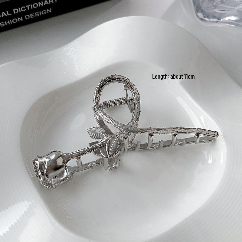 Silver Metal Geometric Shark Hair Clip for Thick Hair