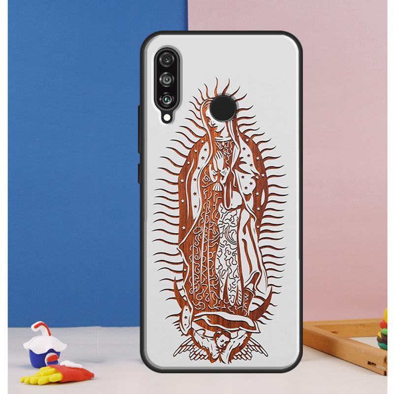 Guadalupe San Judas Wood Case For Huawei Nova Y70 Y60 Y90 Y61 Y91 Y72 Y73 12s 12i 11i 8i 9 10 SE P30 P40 Lite P60 Pro