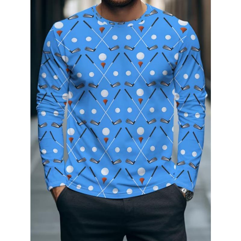 Herren Langarm-T-Shirt mit 3D-Streifendruck, bequem, atmungsaktiv und vielseitiges Herren-Oberteil