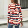 Women's T Shirt Independence Day Print Button 3/4 Sleeve Daily Weekend Fashion Basic V- Neck Regular Top