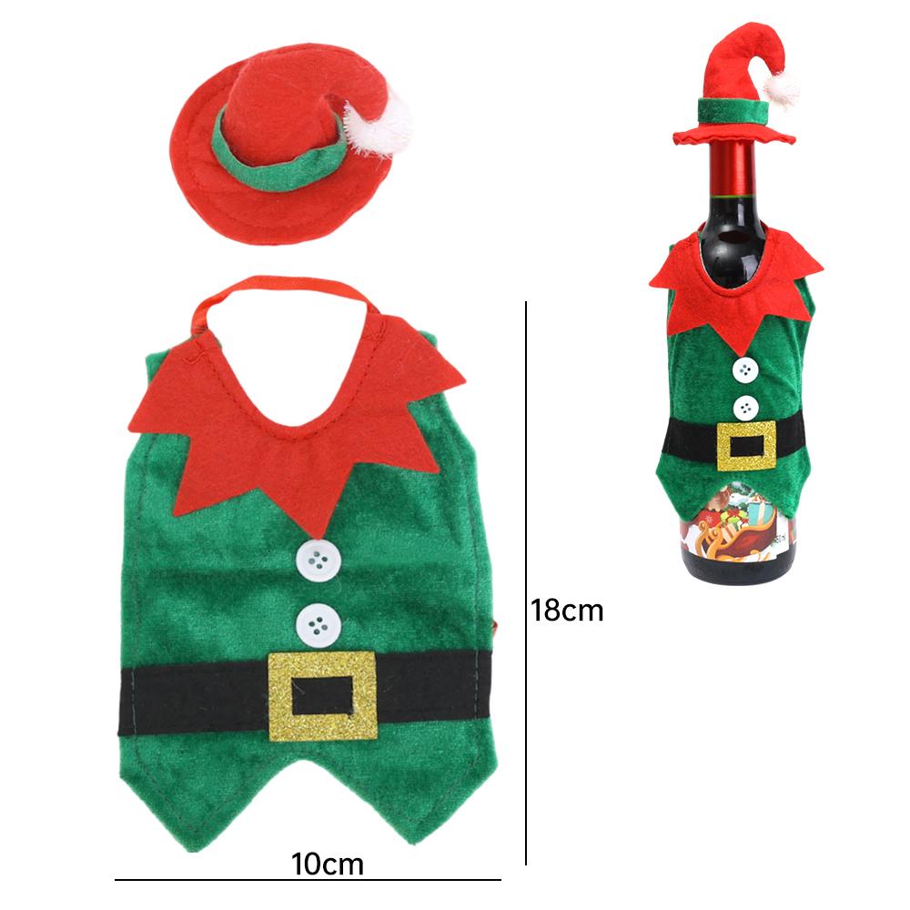 New Christmas Wine Bottle Covers Xmas Wine Bottle Bags Elf Clothes With Hat New Year Gifts Home Dinner Party Table Decorations