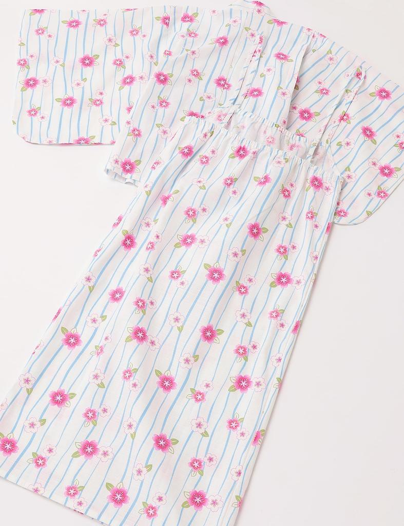 Yukata Summer Separate Easy to with Obi Traditional Japanese Retro Perfect for Summer Evening Bon Odori Obon and Gifts Kawazakura Girls' (Kids'