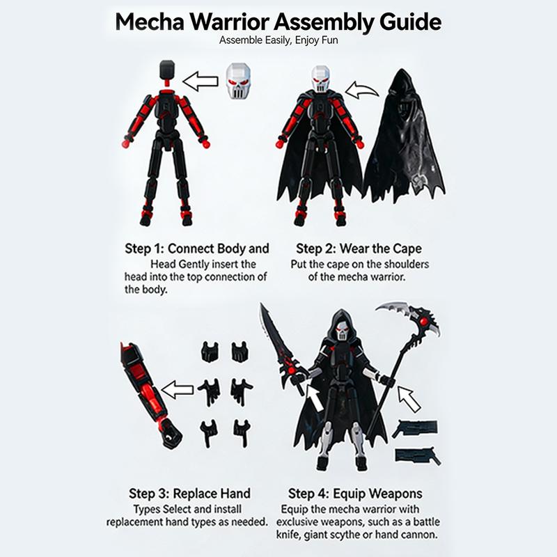 T13 New Action Figure Set 3D Printed Multi-Jointed Movable Titan 13 Dummy Lucky 13 Mobile Robo for Game Lovers Toy Black Red