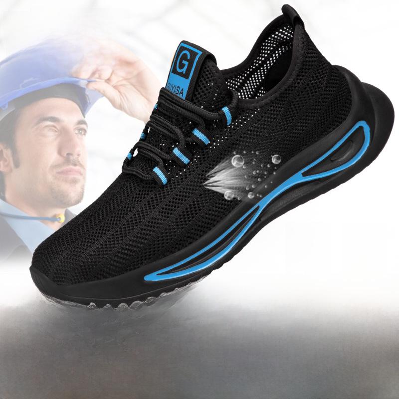 Přeshraniční otočné knoflíkové lehké bezpečnostní boty - Prodyšné pracovní boty bez šňůrek pro muže a ženy