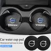 2Pcs Carbon Fiber Leather Coaster Car Water Cup Anti-slip Pad Mat Auto Interior For V50 XC90 V40 XC40 XC60 V60 AWD S80 C30