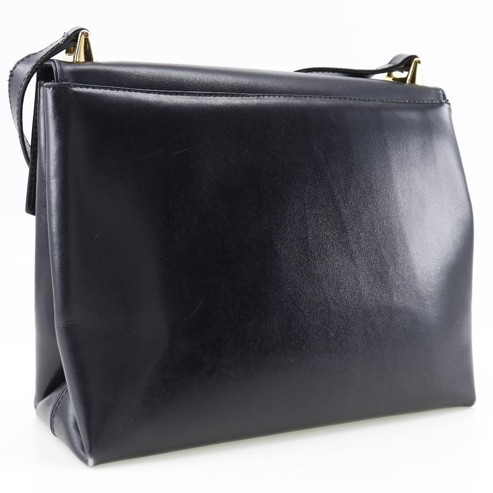 Salvatore Ferragamo Gancini Shoulder Bag Black Calfskin Women Used