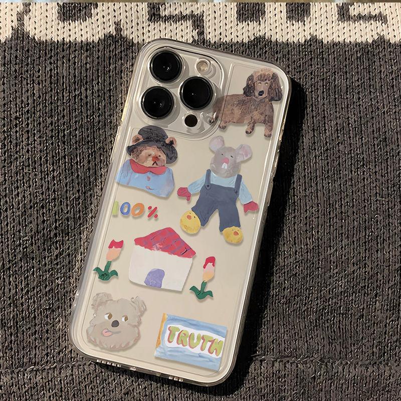 

Animal Cartoon Compatible Apple 16 Phone Case 15plus Matte 14 Silicone 13mini Protective Case 12promax Apple 6