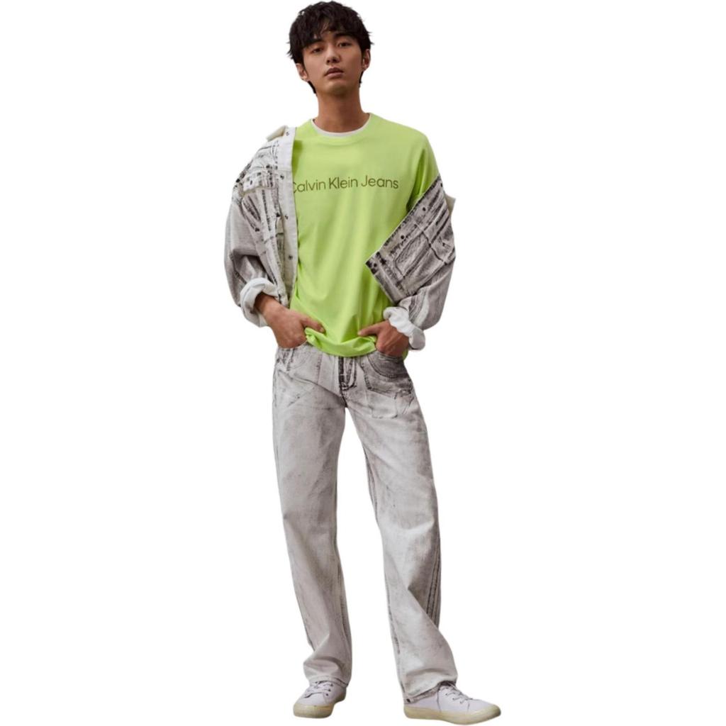 Calvin Klein Casual Commuting Letter Print Comfortable Short Sleeve T-Shirt Men Tops Apple-Green J321612-LKQ