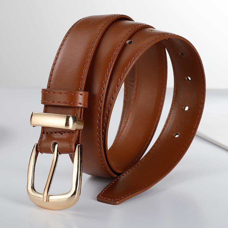Stylish Ladies' Leather Belt with Decorative Pin Buckle for Jeans