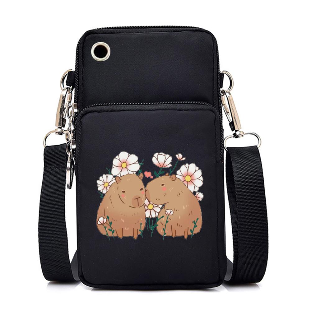 Cute Capybara Print Small Handbags Cartoon Women Crossbody Bags Harajuku Purse Shoulder Bag Teen Girls Mini Mobile Phone Bag