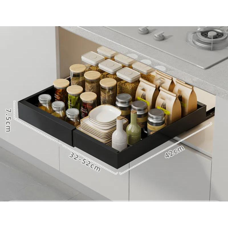 

Выдвижной шкаф без отверстий, выдвижная корзина, выдвижная полка для хранения, под раковиной, ящик, корзина для миски, кухонная полка для хранения чёрный