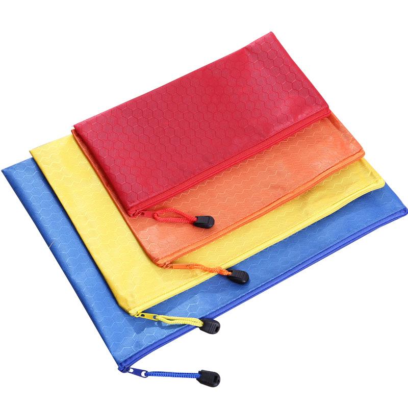 Creative Oxford Cloth A4 Document Bag - Waterproof, Colored Zipper, Handheld for Students or Office Use