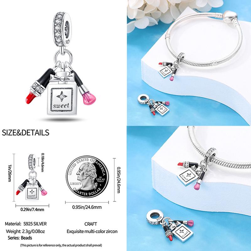 Copper Fashion Dress High Heels Lipstick Camera Collection Charm Beads For 3Mm Original Bracelet Diy Jewelry