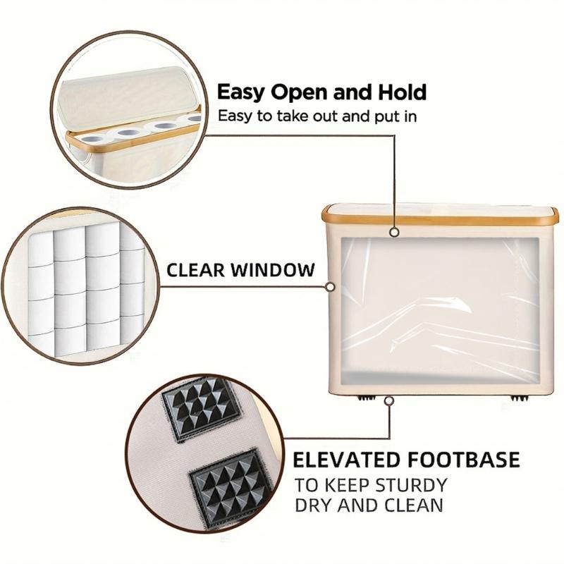 Oxford Cloth Toilet Paper Dispenser Box For Small Spaces Space Saving Bathroom Tissue Holder With Lid
