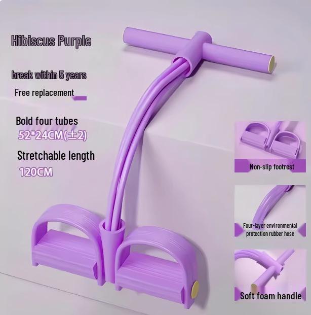 6-Tube Foot Pedal Resistance Band - Sit-Up Assist & Stretch Fitness Equipment for Shoulder & Back