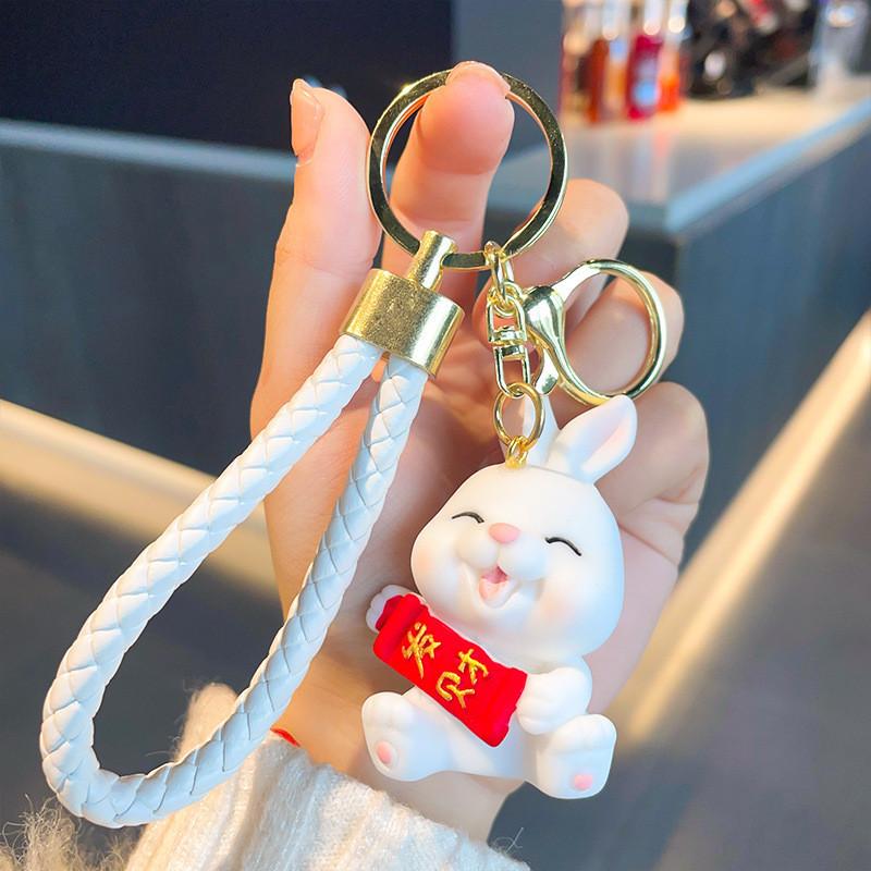 Charming Resin Rabbit Keychain Whimsical Cartoon Design Ideal For Birthdays Parties