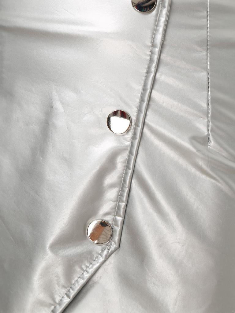 Ženy Dívky Taneční oblečení na tyče Přední dělená Bodycon Minisukně Lesklá krátká sukně Disco Bar Klubové oblečení Holografické knoflíky Klubové sukně