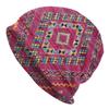 Custom Pink Oriental Bohemian Moroccan Artwork Bonnet Hats Street Knitted Hat Autumn Geometric Diamond Skullies Beanies Caps