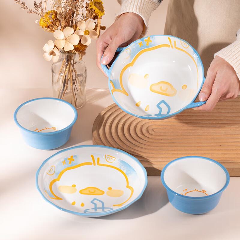 ZISIZ Relaxing Duck Ceramic Children s Dinnerware Set