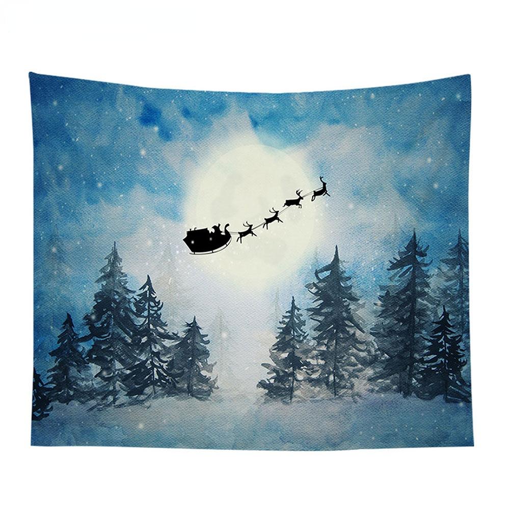 Winter Christmas Tree Decoration Santa Claus Print Pattern Tapestry Home Living Room Bedroom Wall Decoration Tapestry
